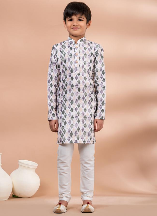 Cotton Multi Traditional Wear Digital Printed Kids Kurta Pajama